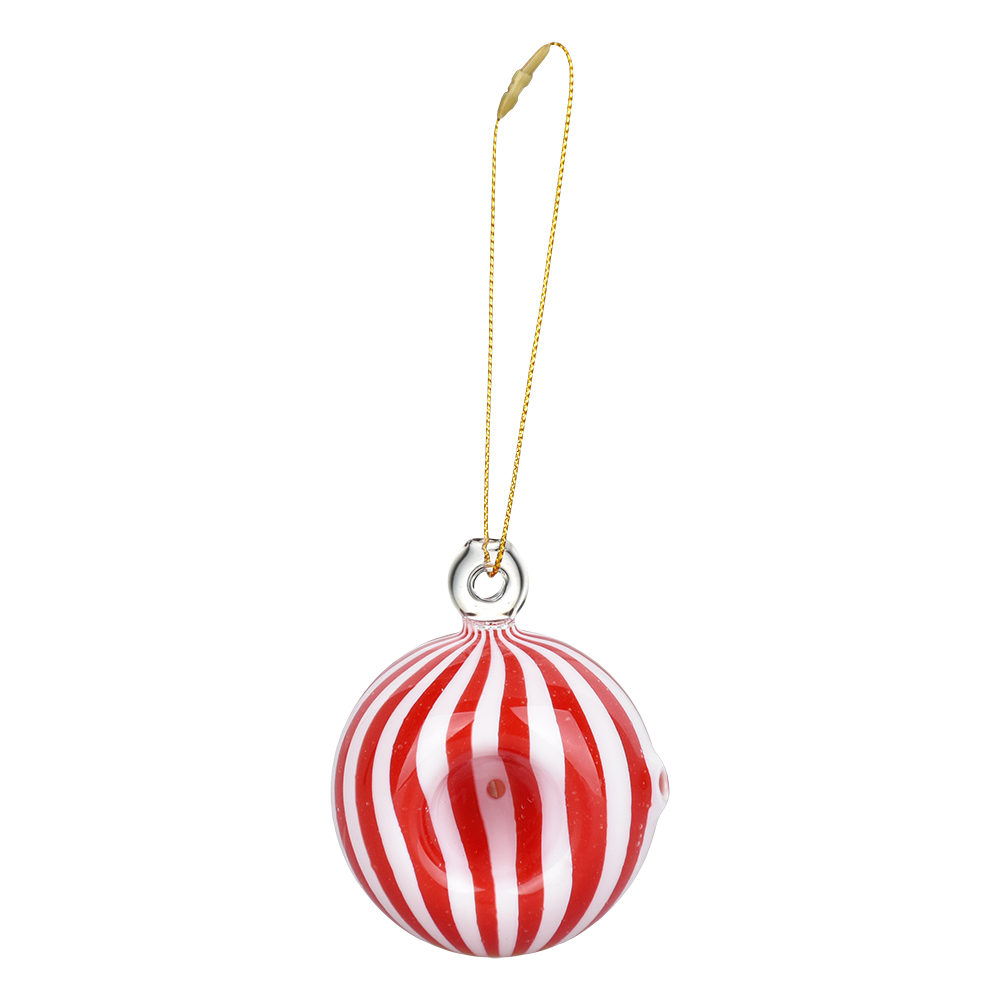 Santa's Secret Hangable Ornament Hand Pipe | Peppermint Ball | Back View