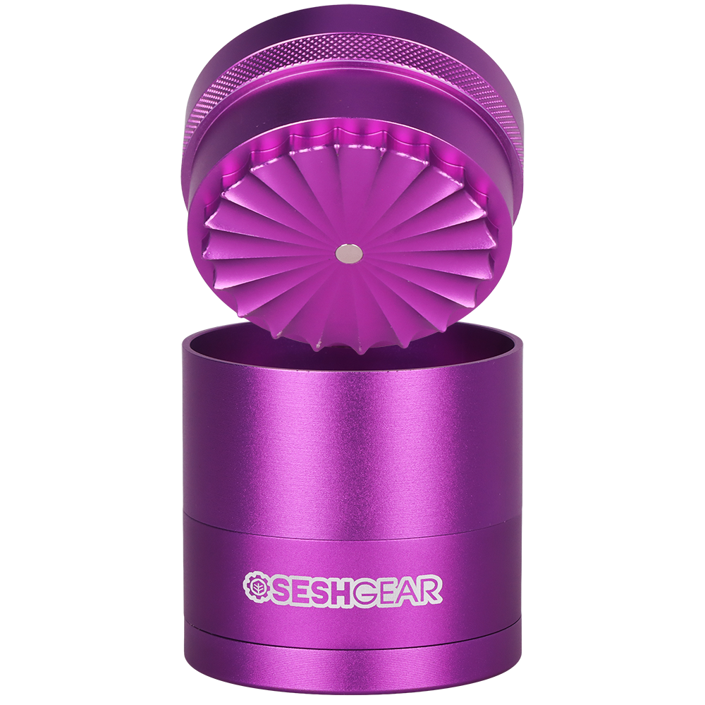 SeshGear Aluminum Mill Grinder | 5pc | Purple Open View