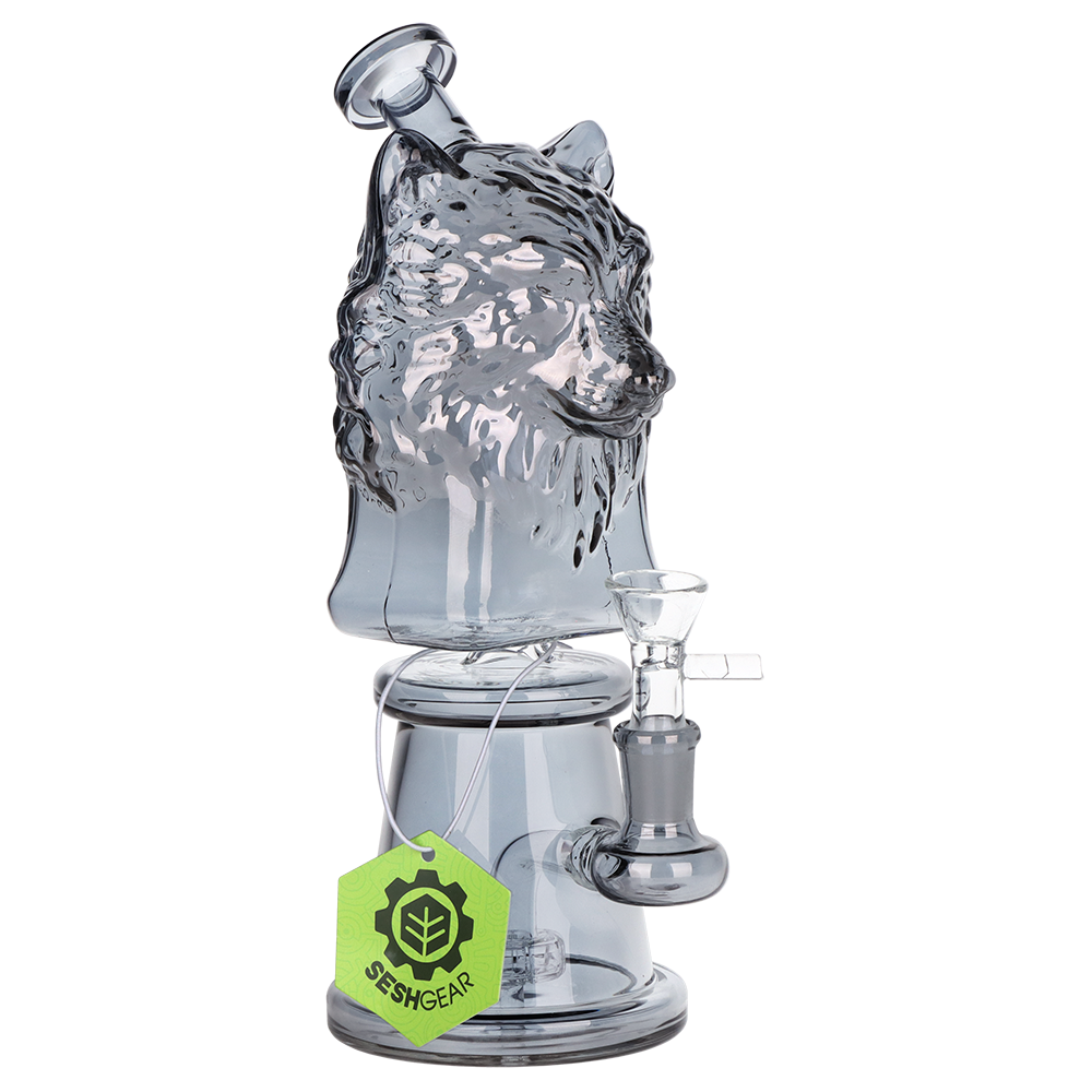 SeshGear Gray Wolf Bong | Frontal Side View with Tag