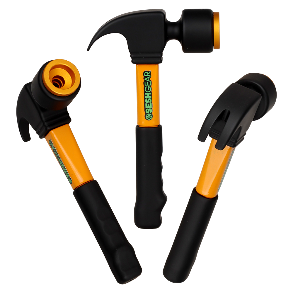 SeshGear Heavy Hitter Hammer Hand Pipe | Top, Side, & Base Views