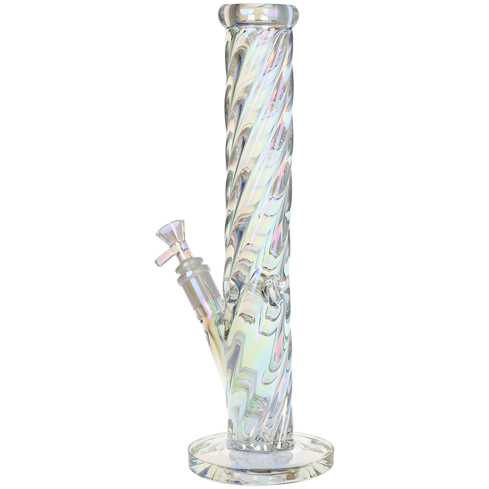 SeshGear Iridescent Twist Straight Tube Bong | Back View