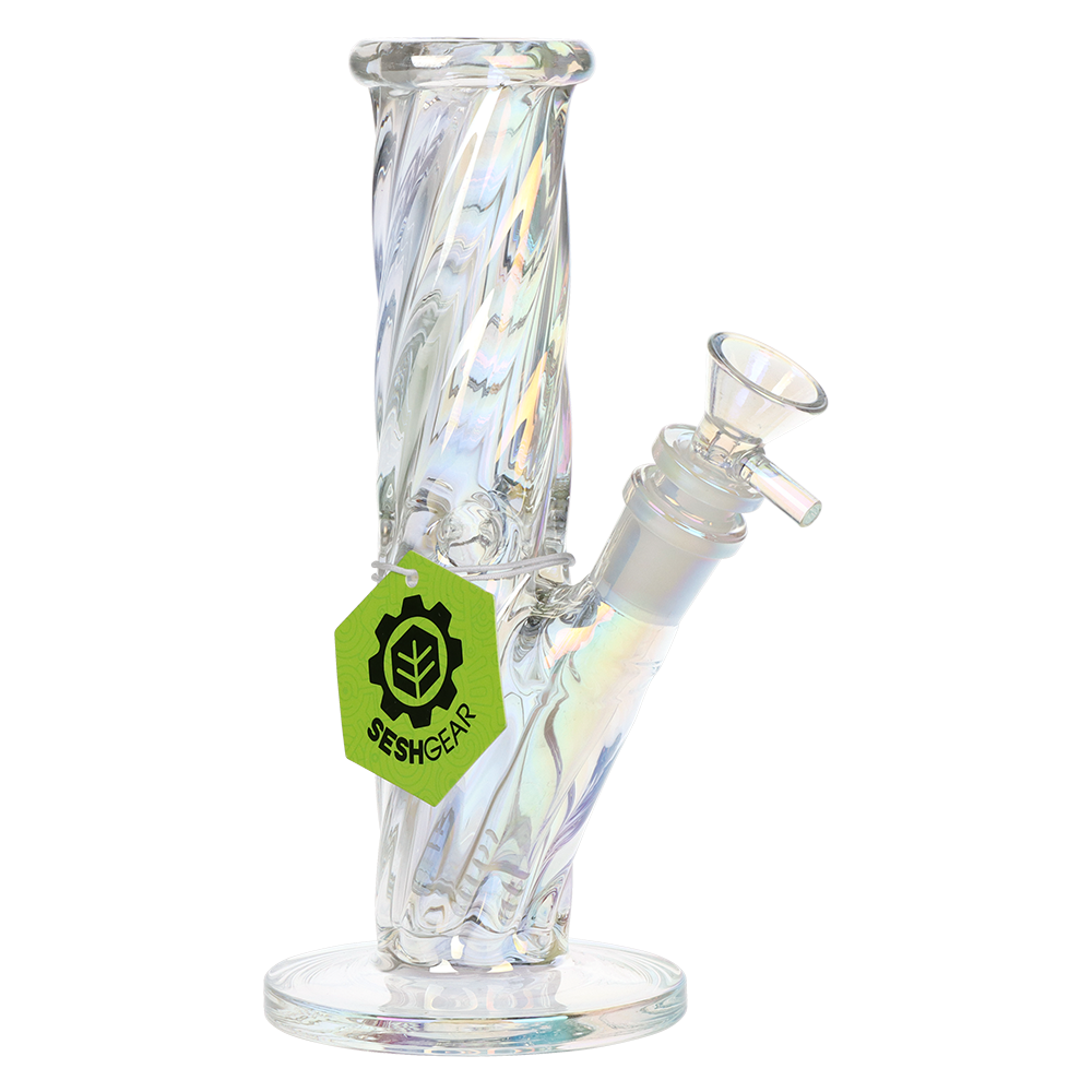 SeshGear Iridescent Twist Straight Tube Bong | Small Size | Front View