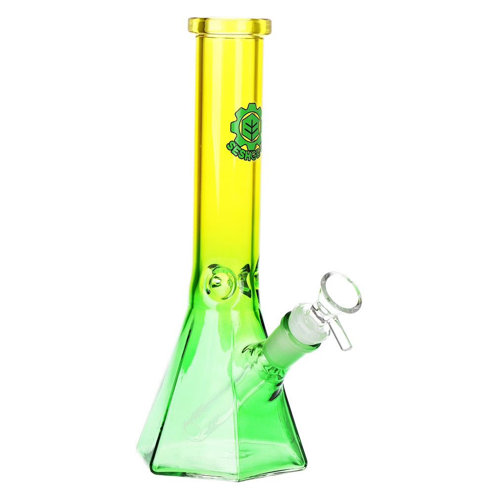 SeshGear Ombre Prismatic Beaker Bong | Yellow Green