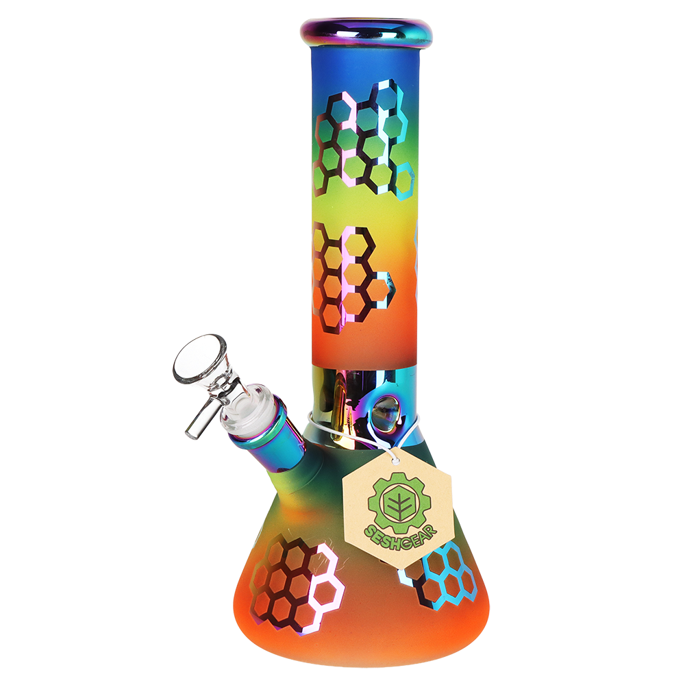 SeshGear Rainbow Honeycomb Beaker Bong | Rainbow