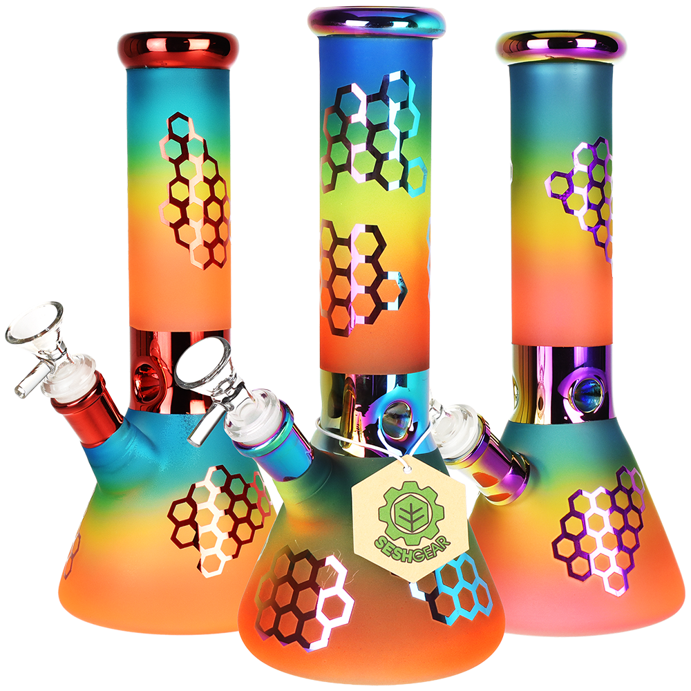 SeshGear Rainbow Honeycomb Beaker Bong | Group