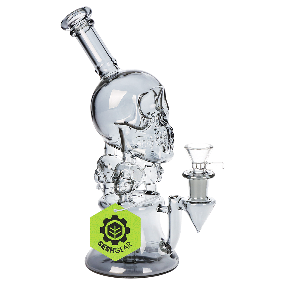 SeshGear Stacked Skulls Electroplated Bong | Side View