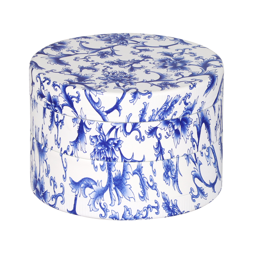SeshGear Vintage China Print Grinder | Blue & White | Closed View
