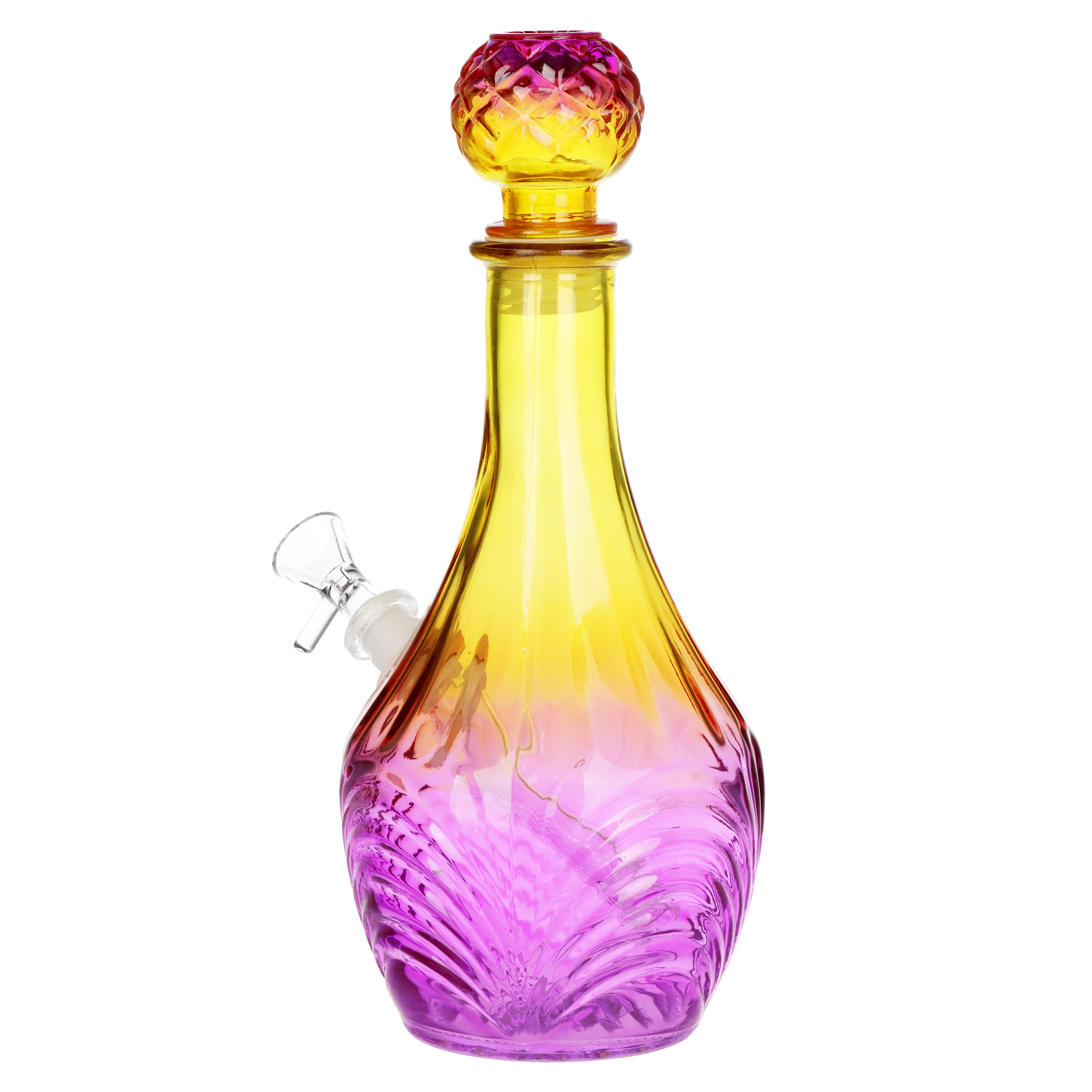 SeshGear High Stripe Vintage Decanter Bong | Ombre Yellow Pink | Back View