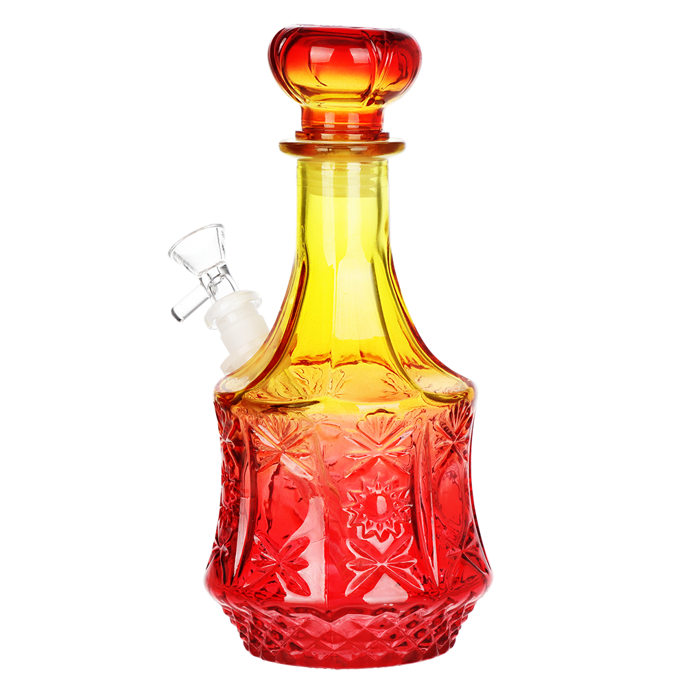 SeshGear Sun Blossom Vintage Decanter Bong | Ombre Yellow Red | Back View