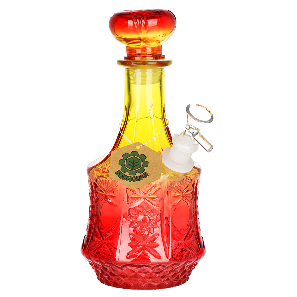 SeshGear Sun Blossom Vintage Decanter Bong | Ombre Yellow Red | Front View