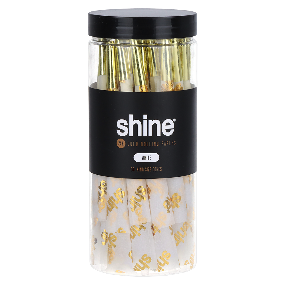 Shine 24K Gold Pre-Rolled Cones | Design Series | Logo | 50ct Jar