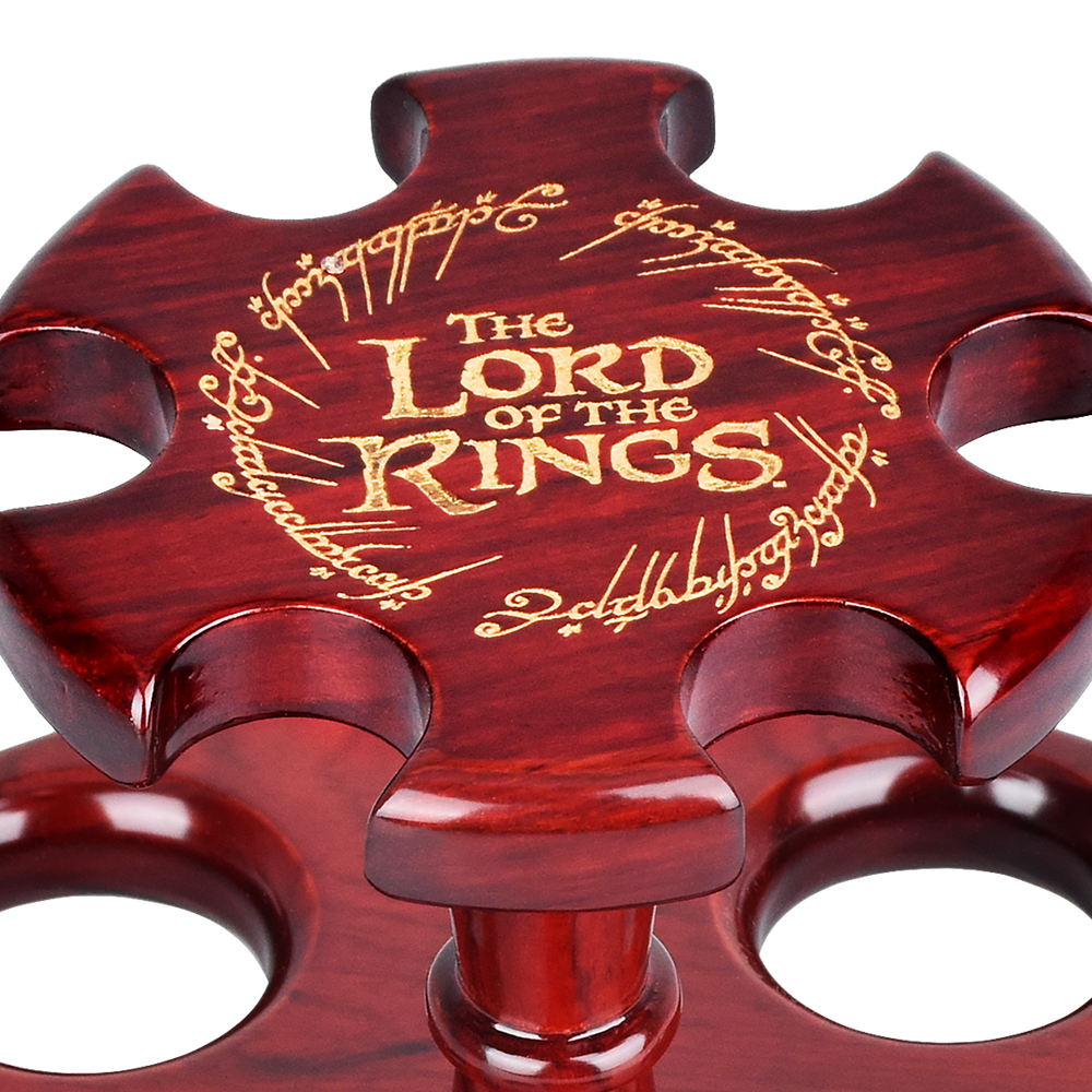COUNCIL OF ELROND™ Multi-Pipe Wood Display Stand | Shire Pipes™ x The Lord of the Rings™ | Close View