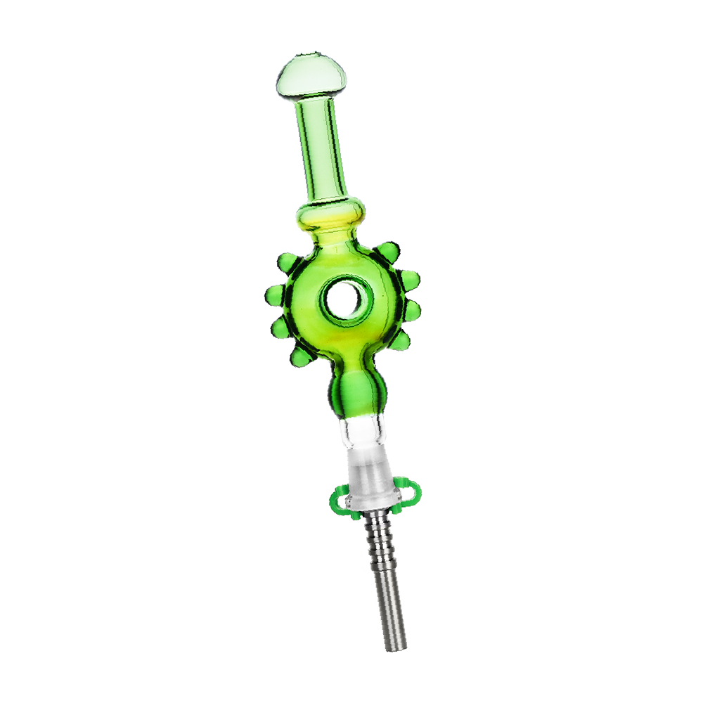 Studded Donut Dab Straw | Titanium Tip | Green