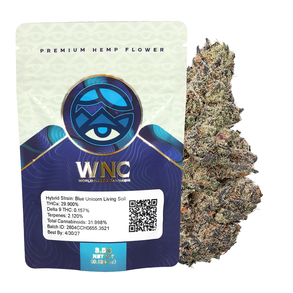 WNC THCA Indoor Hydro Flower | Blue Unicorn | 3.5 Gram Packaging