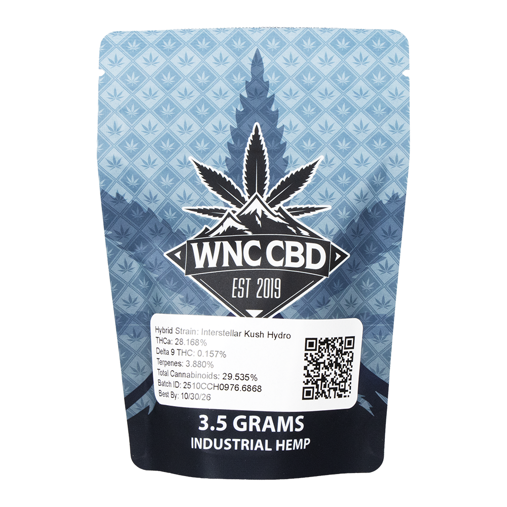 WNC THCA Indoor Hydro Flower | Interstellar Kush | 3.5 Gram Package