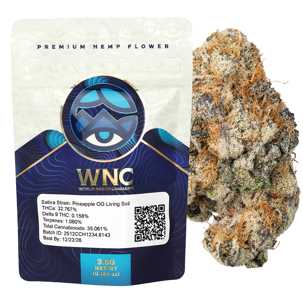 WNC THCA Indoor Living Soil Flower | Pineapple OG | 3.5 Gram Packaging