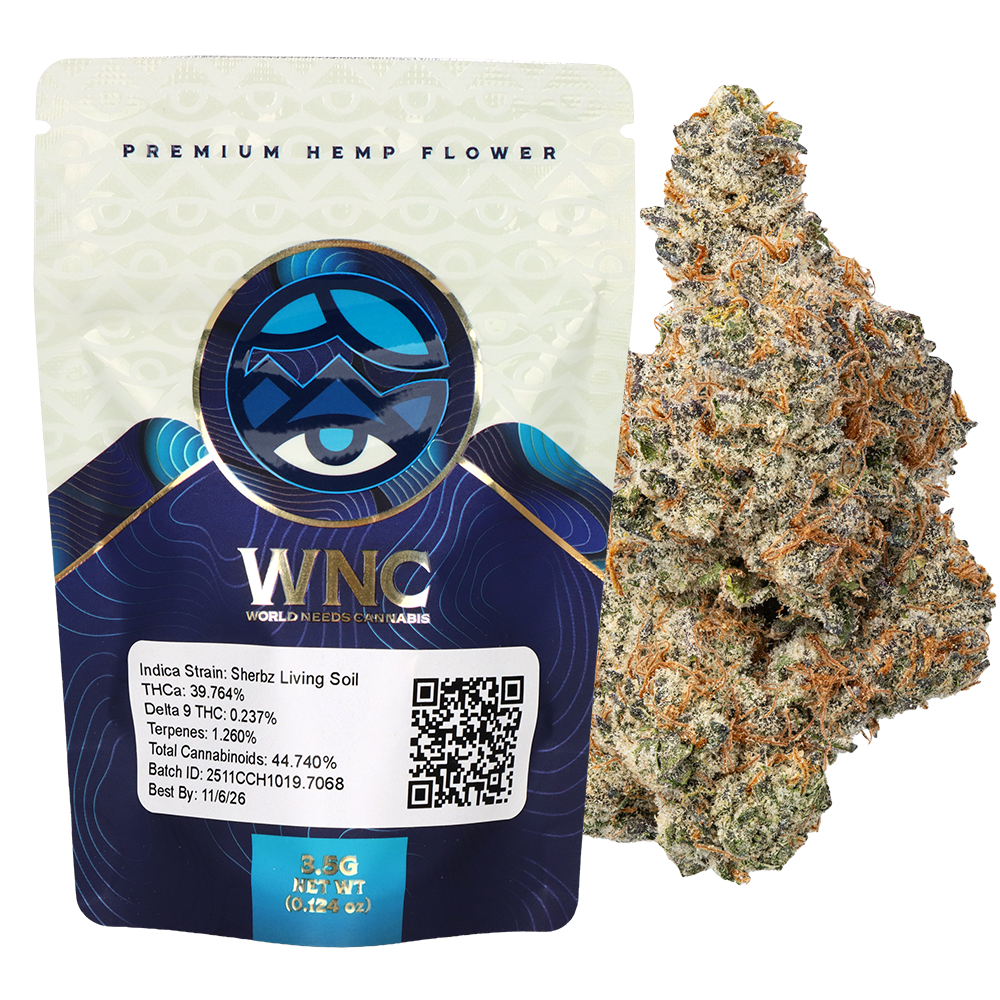 WNC THCA Indoor Living Soil Flower | Sherbz | 3.5 Gram Packaging