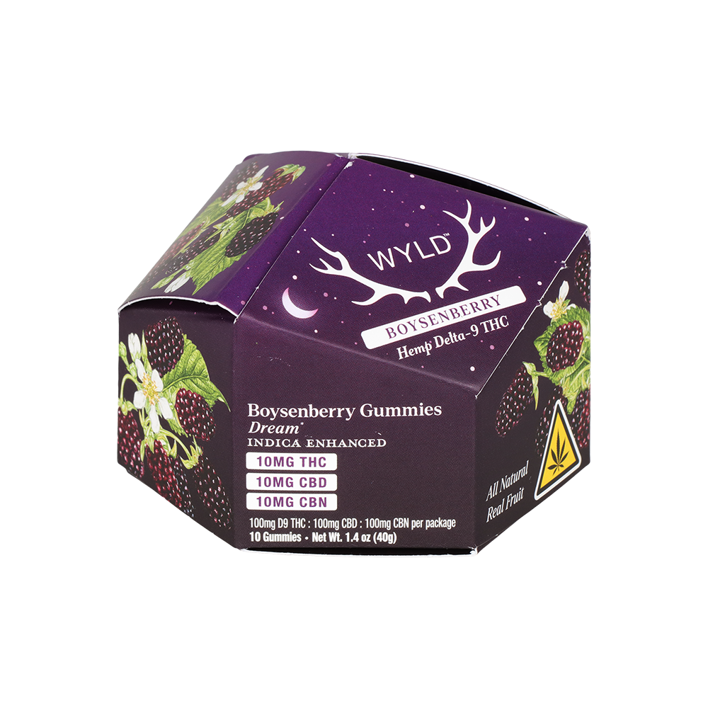 WYLD D9 Blend Gummies | Boysenberry | 10 Count Packaging