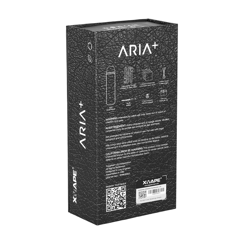 XVape Aria+ Dual Use Vaporizer | Gothic Black | Packaging Back View