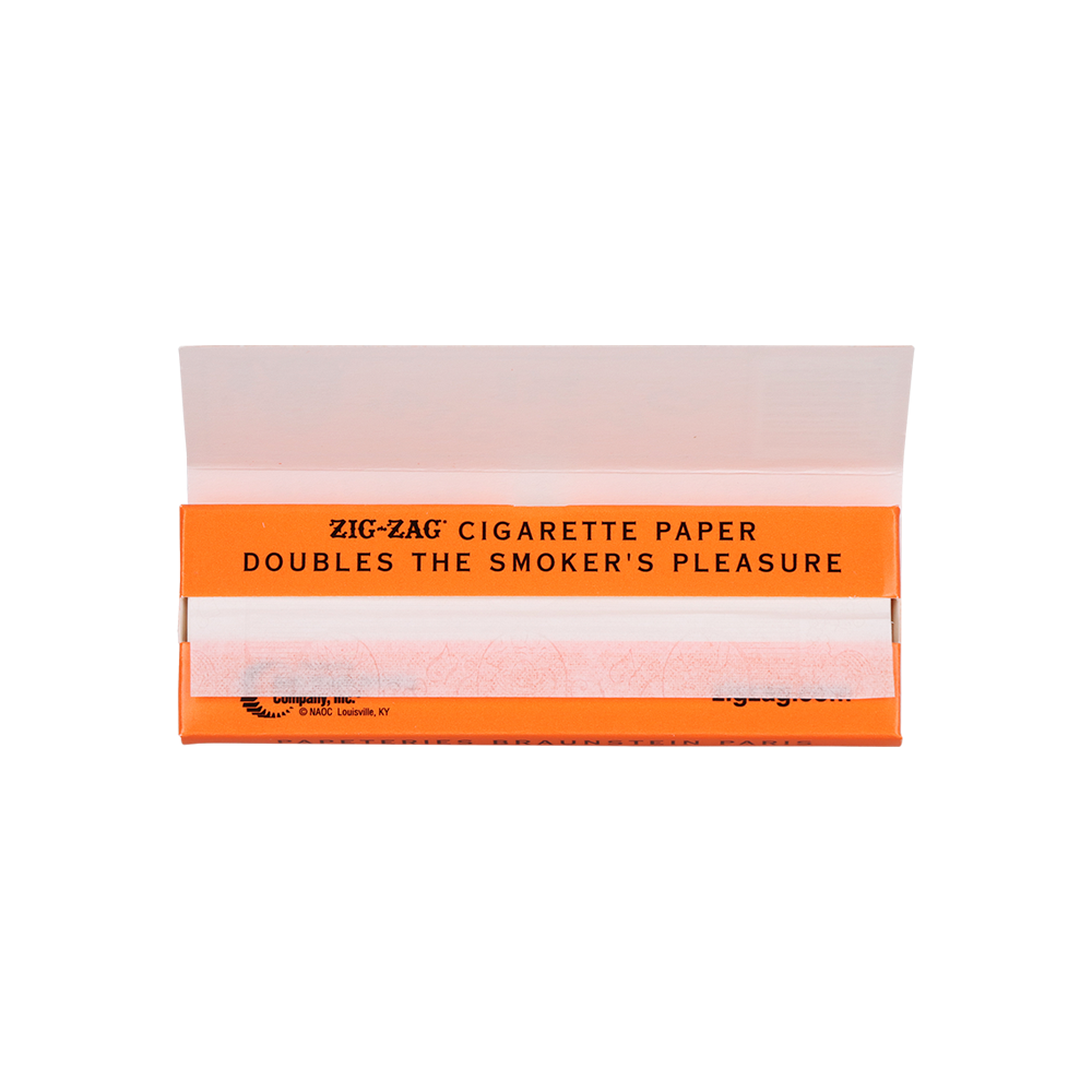 Zig Zag Orange Rolling Papers | 1 1/4 Inch | Booklet Open View