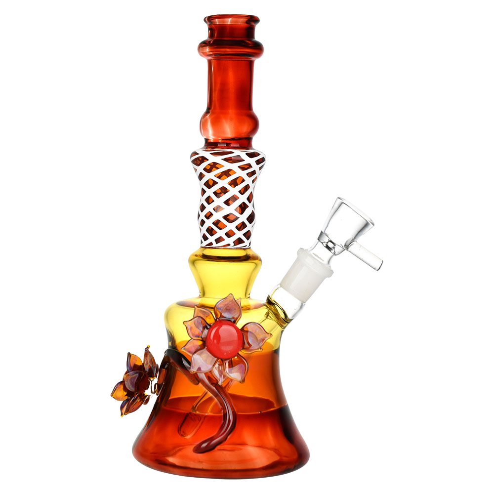 Amber Autumn Flower Bong | Side View