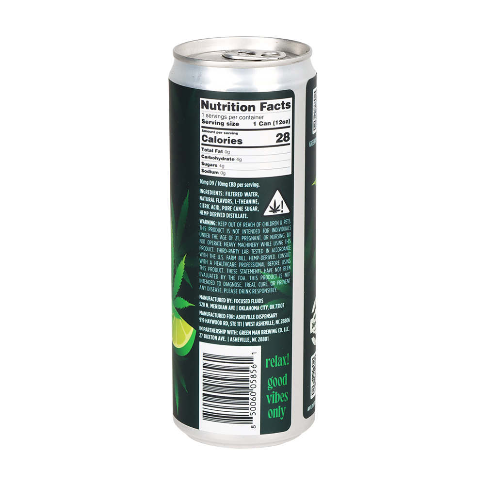 Asheville Dispensary x Green Man Brewery Seltzer | Leisure Lime | Can Back View