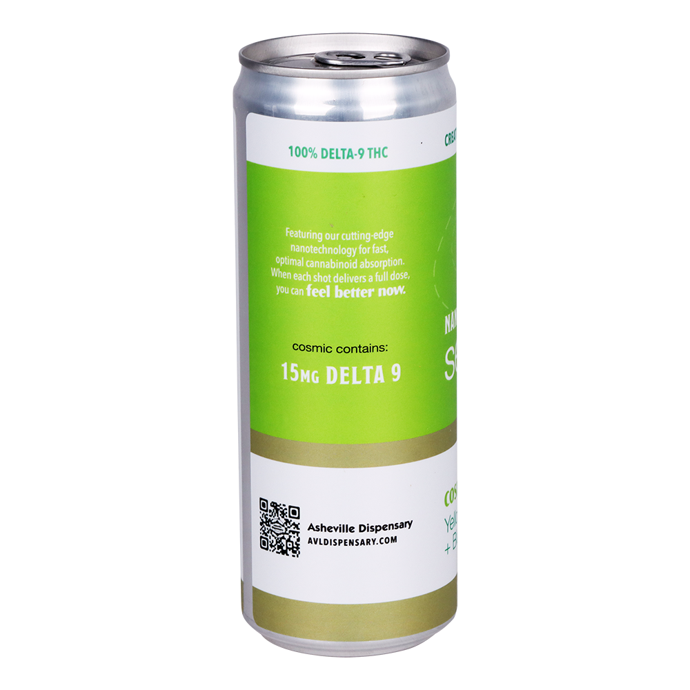 Asheville Dispensary Nano Cannabis Seltzer | Cosmic Yellow Grapefruit | Can Back View