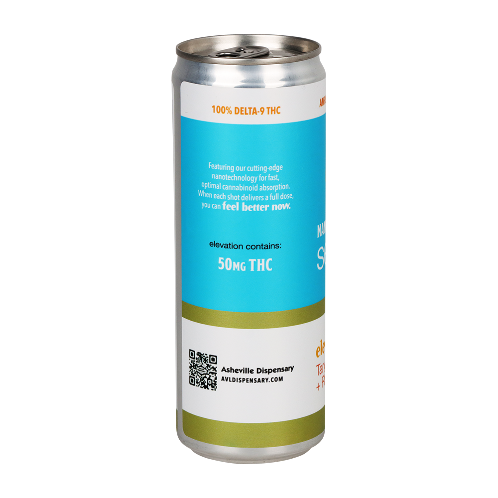 Asheville Dispensary Nano Cannabis Seltzer | Elevation Tangerine Dream | Can Back View
