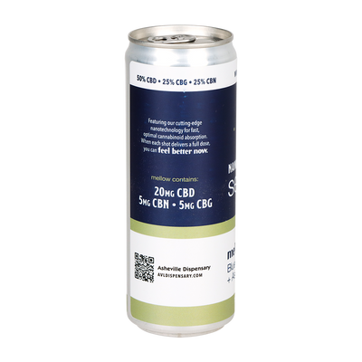 Asheville Dispensary Nano Cannabis Seltzer | Mellow Blueberry Lavender | Can Back View