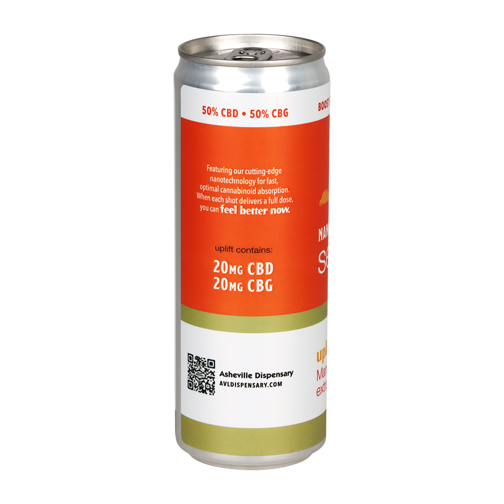 Asheville Dispensary Nano Cannabis Seltzer | Uplift Mango | Can Back View
