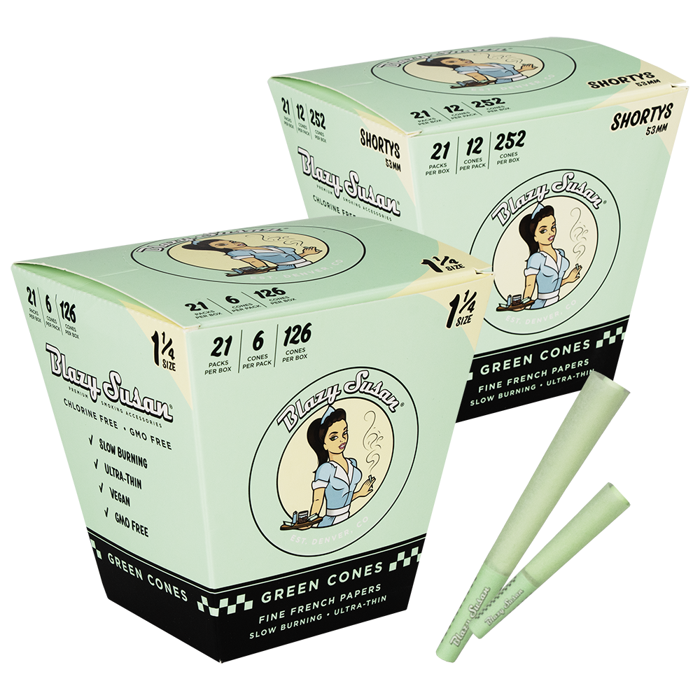 Blazy Susan Pre-Rolled Cones | Green Bulk Box | 21pc Group