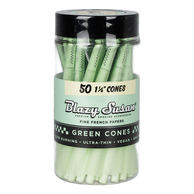 Blazy Susan Pre-Rolled Cones | Green Jar | 1 1/4 Size | 50 Count Jar