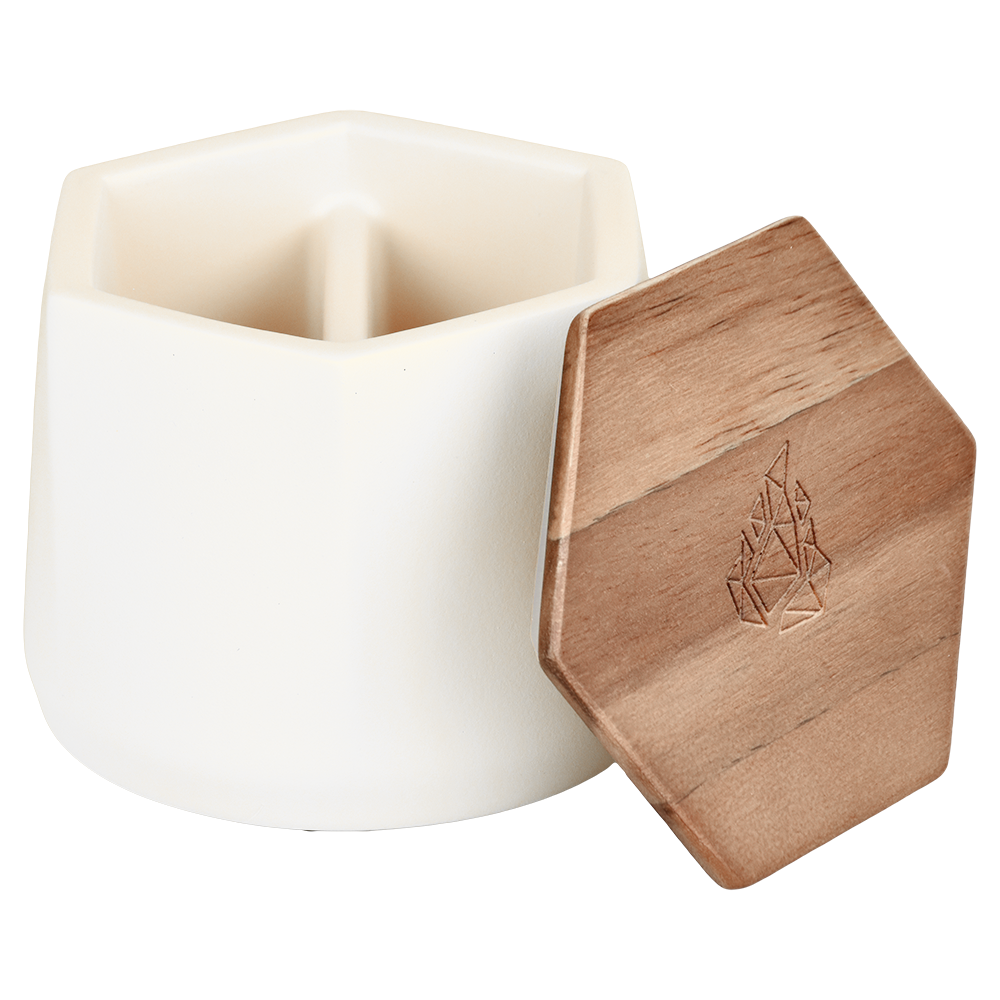 BRNT Designs Malua Ceramic Stash Jar | White | Open View