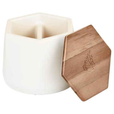 BRNT Designs Malua Ceramic Stash Jar | White | Open View