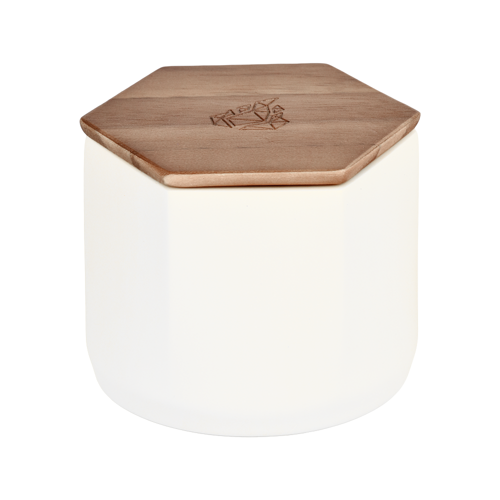 BRNT Designs Malua Ceramic Stash Jar | White | Closed View