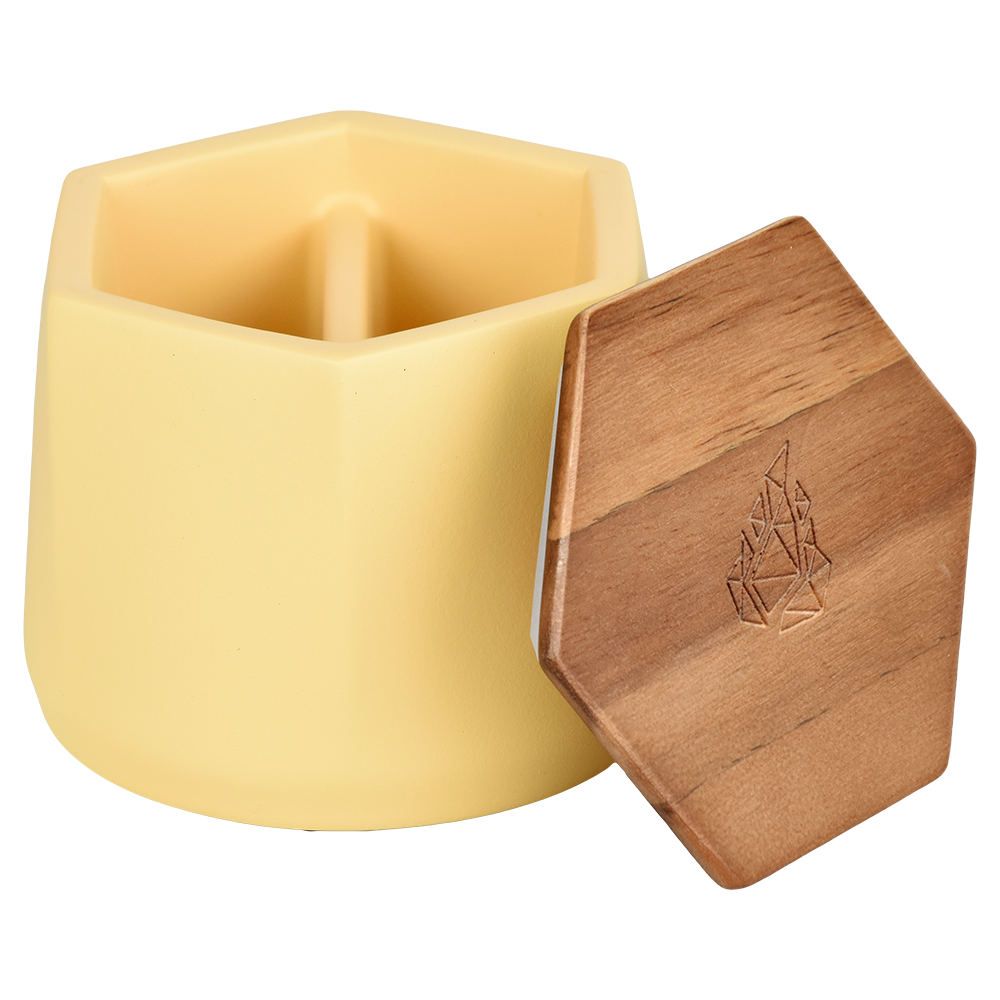 BRNT Designs Malua Ceramic Stash Jar | Yellow | Open View