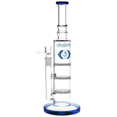 Chakra Triple Honeycomb Tower Bong | Blue