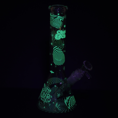 Cheech & Chong Glass Beaker Bong | Optical Illusion Glow Dark View