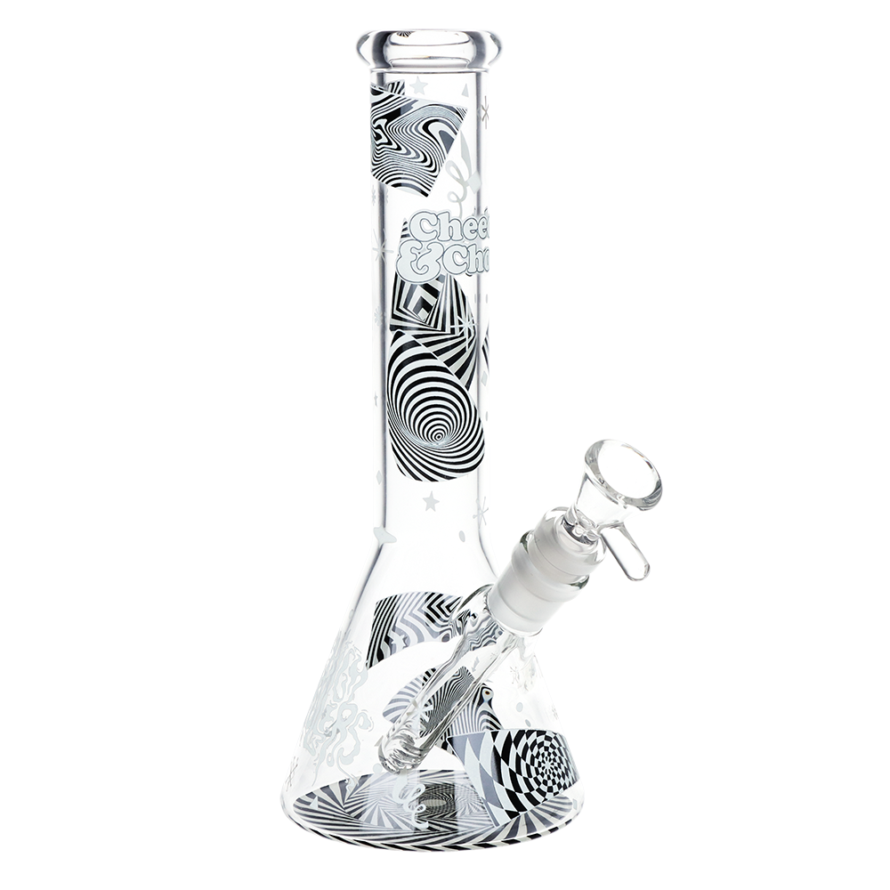 Cheech & Chong Glass Beaker Bong | Optical Illusion Glow Front View
