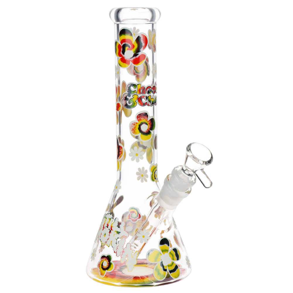 Cheech & Chong Glass Beaker Bong | Tie Dye Glow Front View