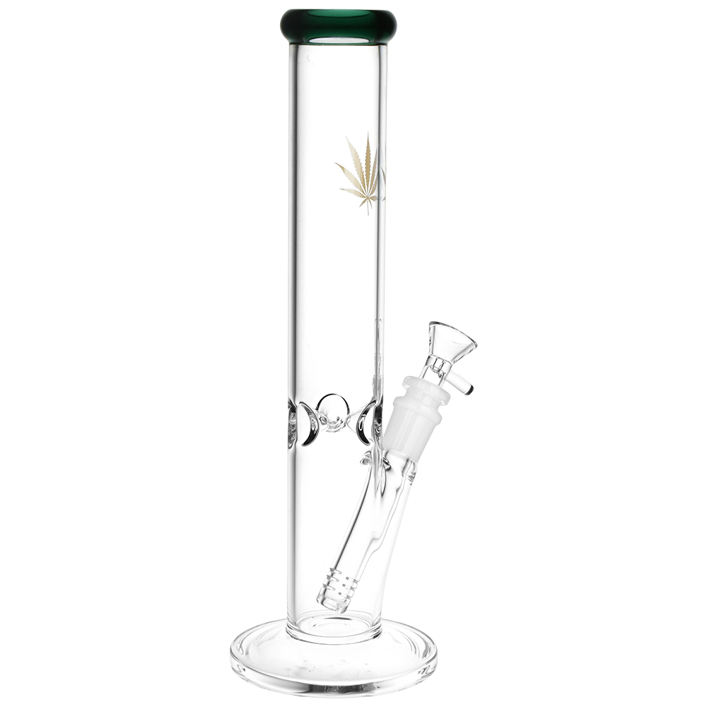 Classic Glass Gold Leaf Straight Tube Bong | Back View