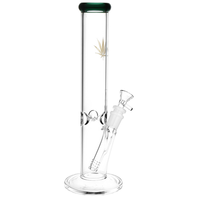 Classic Glass Gold Leaf Straight Tube Bong | Back View