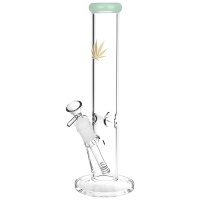 Classic Glass Gold Leaf Straight Tube Bong | Green