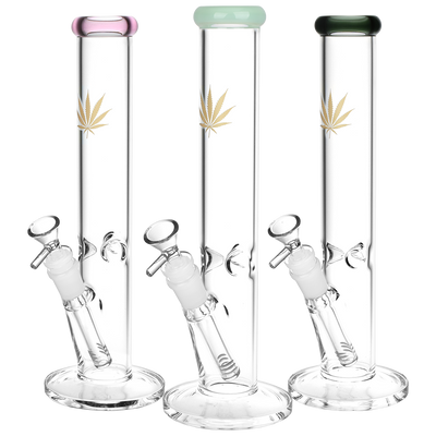 Classic Glass Gold Leaf Straight Tube Bong | Group
