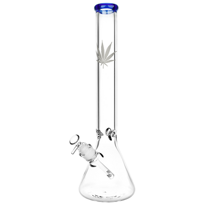 Classic Glass Silver Leaf Beaker Bong | Extra Large | Blue