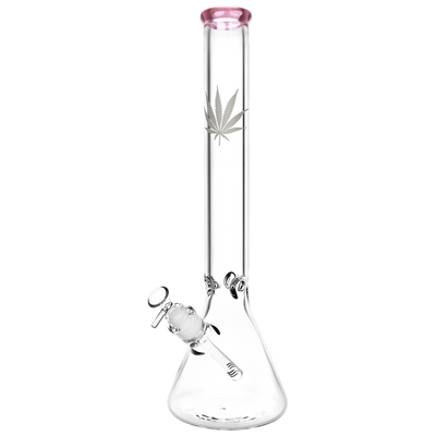 Classic Glass Silver Leaf Beaker Bong | Extra Large | Pink
