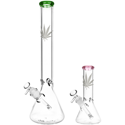 Classic Glass Silver Leaf Beaker Bong | Multiple Sizes Group