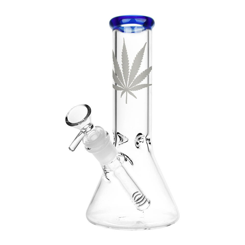 Classic Glass Silver Leaf Beaker Bong | Small | Blue