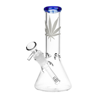Classic Glass Silver Leaf Beaker Bong | Small | Blue