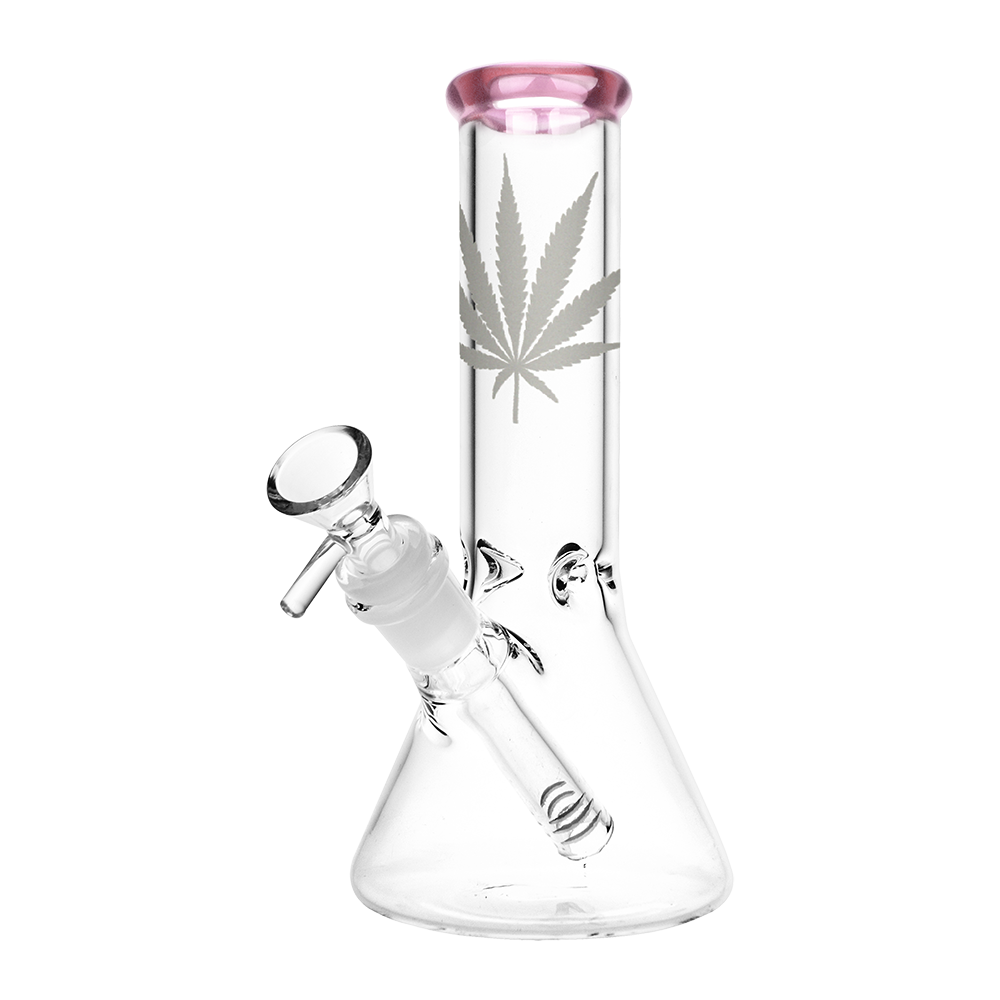 Classic Glass Silver Leaf Beaker Bong | Small | Pink
